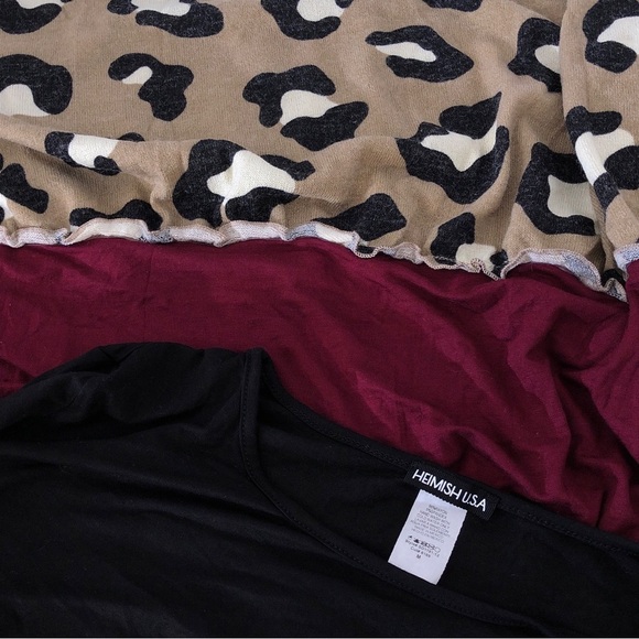 Heimlish USA Black Red Leopard Animal Print Ruffle Long Sleeve Babydoll Dress M - Picture 4 of 4